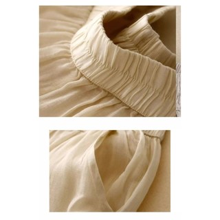 Mùa Hè 2025 Mới Nữ Crop Quần Ống Rộng Retro Thêu Rời Chảy Chảy Rỉ Cotton Vải Lanh Quần