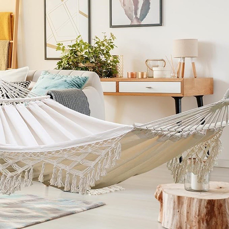 Võng tua rua châu Âu, ghế treo đôi di động, vải dệt tay gấp gọn, chịu tải trọng 150kg