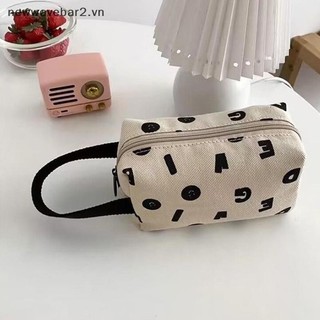 [Mới] Túi đựng mỹ phẩm chữ màu be đơn giản hợp thời trang Túi xách thời trang Du lịch Nhà vệ sinh di động Túi quà tặng dung tích lớn cho bé gái.