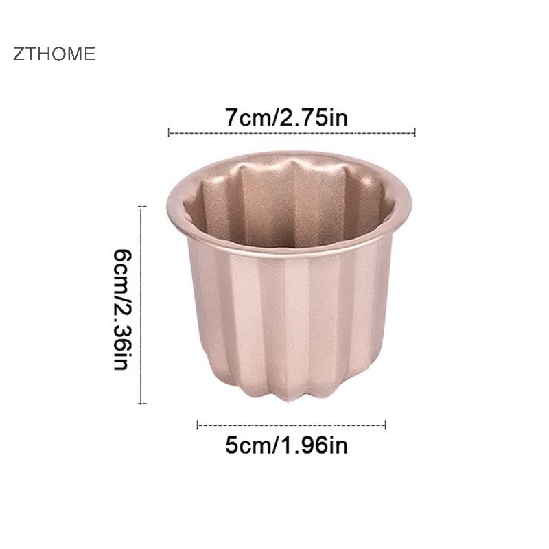 ZTHOME 6 Cái Khuôn Bánh Canele Nhỏ Chống Dính Chảo Canele Muffin Khuôn Cupcake Máy Nướng Bánh Nướng Bánh Thép Carbon Chảo Bánh Ngọt Khuôn Cupcake Giá Đỡ HOT
