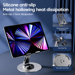Giá đỡ điện thoại di động bằng kim loại Elough Xoay 360 độ có thể gập lại Giá đỡ điện thoại để bàn cho điện thoại thông minh Máy tính bảng