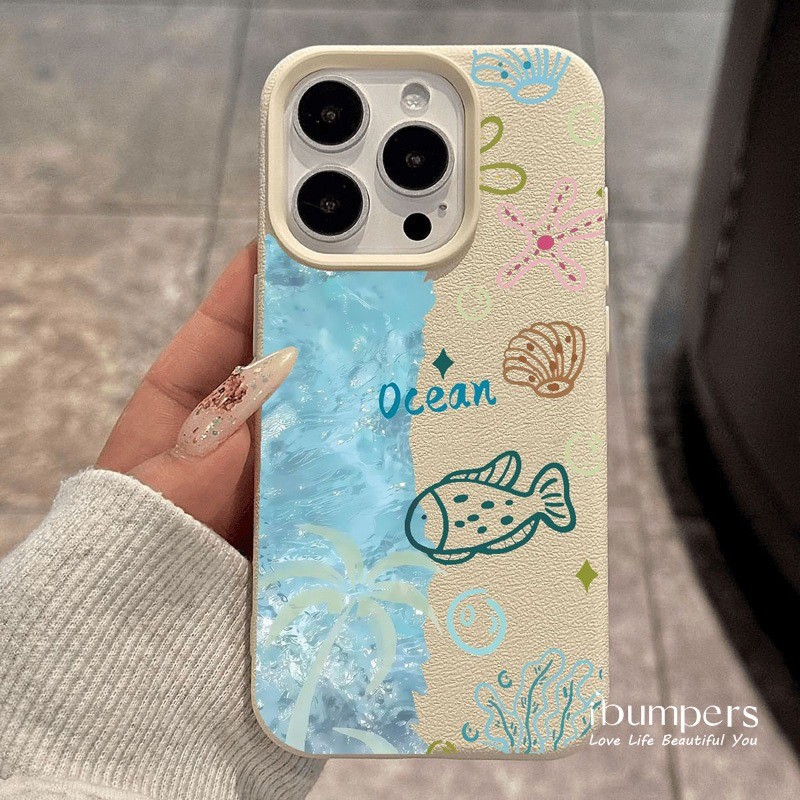 ibumpers Ốp Điện Thoại iPhone Họa Tiết Nguyên Tố Biển Hợp Thời Trang Cho IPhone 16 15 14 12 13 11 Pro Max IP 7 8 Plus X XS XR Ốp Lưng Mỏng Silicon Mềm Da Họa Tiết