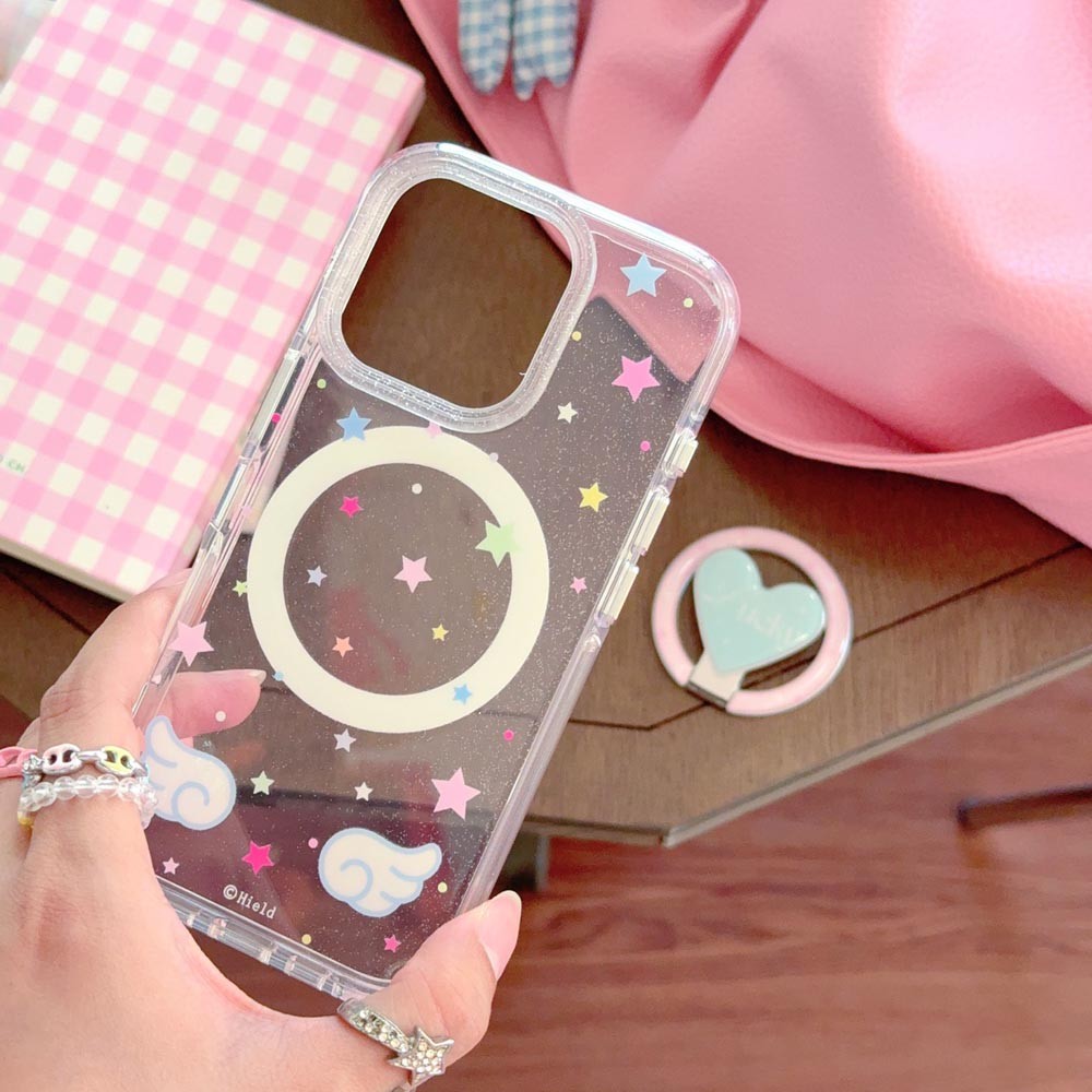 Ốp Lưng Cứng Tương Thích Với iPhone 13 13Pro 13ProMax 14 14Pro 14ProMax 15 15Pro 15ProMax 16 16Pro 16ProMax 17 17Pro 17ProMax Ốp Nam Châm Họa Tiết Đôi Cánh Ngôi Sao Nhiều Màu Sắc