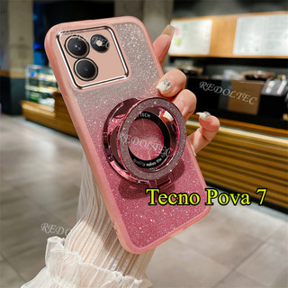 Vỏ Tecno Pova 7 4G 2025 Thiết kế mới Vỏ lấp lánh trong suốt Tecno Pova7 Vỏ điện thoại Bling Gradient có giá đỡ từ tính