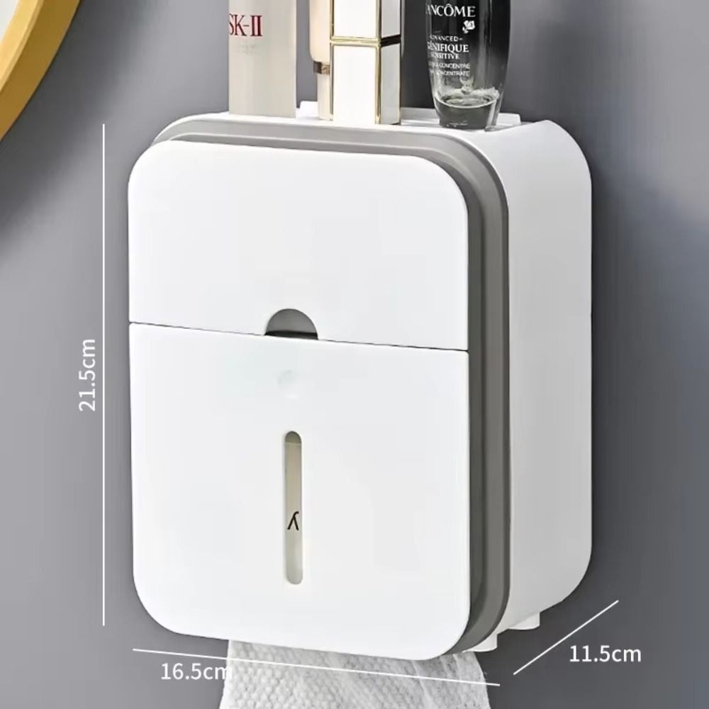 Hộp đựng khăn giấy CATIYAHA, Hộp đựng khăn giấy vệ sinh treo tường chống nước, Hộp đựng giấy vệ sinh dung tích lớn hai lớp Phụ kiện phòng tắm