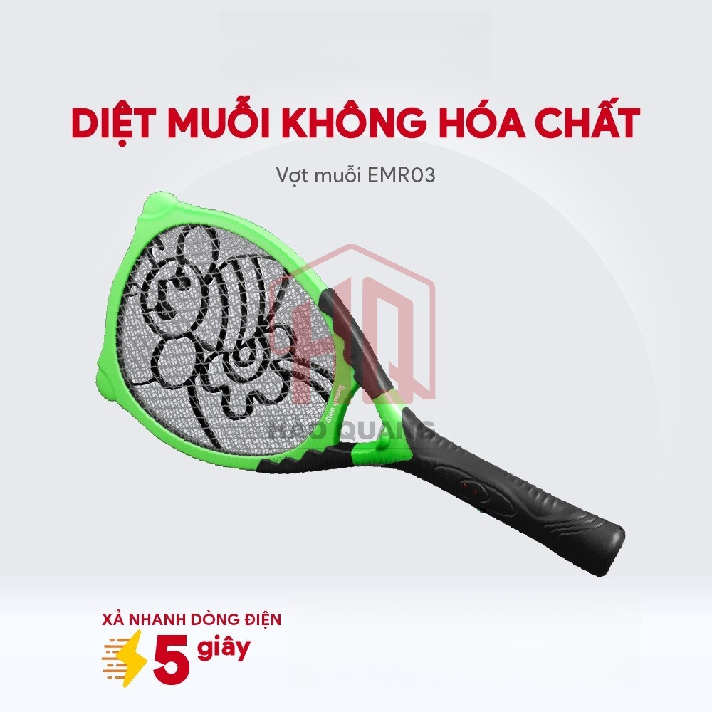 Vợt Diệt Muỗi Điện Quang EMR03 – Màu Xanh Lá – Chính Hãng, Chống Giật Tay
