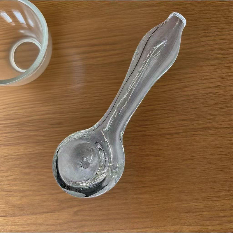 Thìa thủy tinh Borosilicate thổi tay - 500°Ống hút ống ngậm chịu nhiệt C