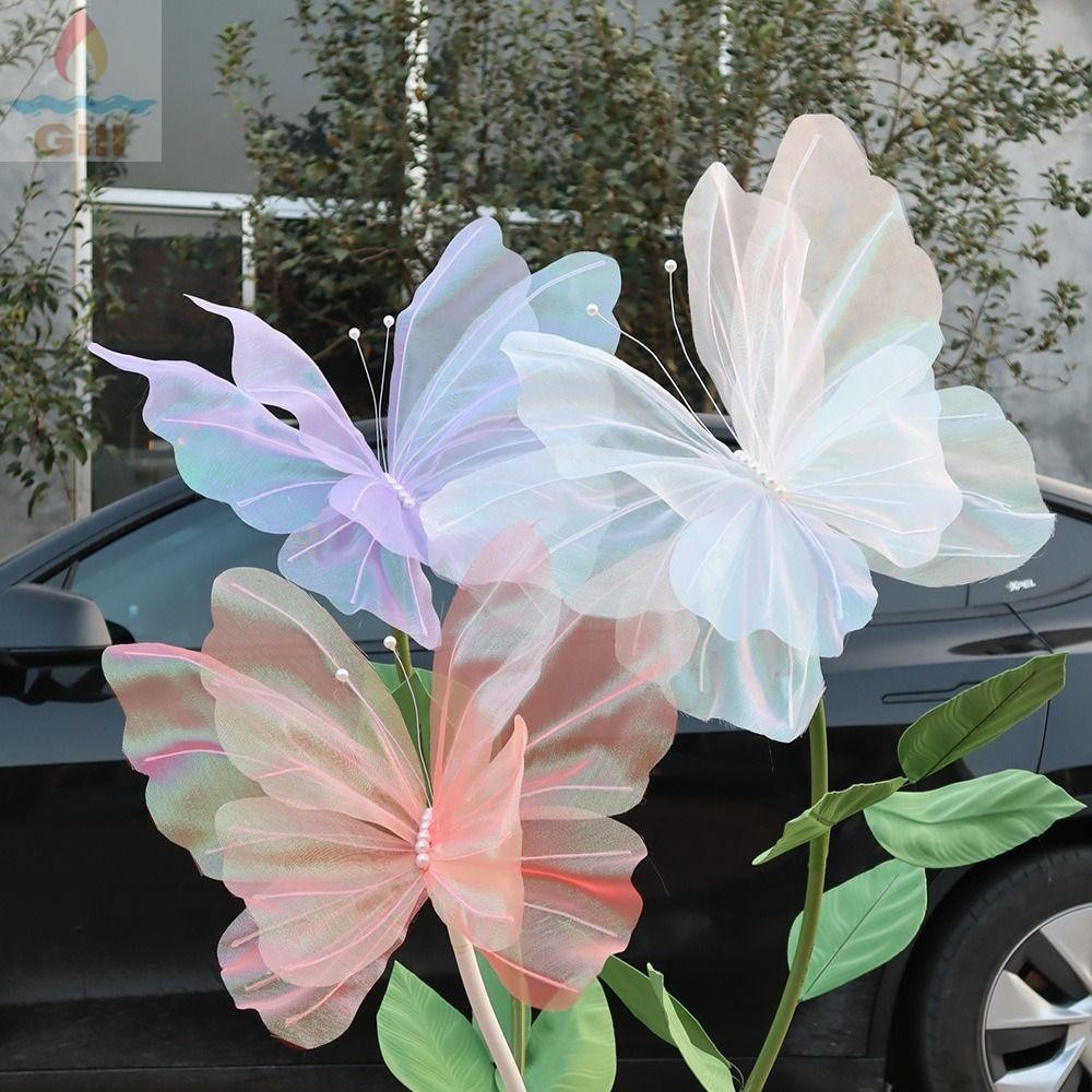 Gill Thiết thực Bướm Ba Chiều Bằng Vải Gạc Khổng Lồ Trang Trí Tiệc Cưới Ngoài Trời 50cm