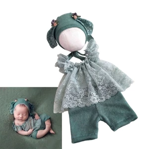 Treeling Cotton Bé Chụp Ảnh Đầm Ren Thanh Lịch Viền Tai Động Vật Tôn Dáng Cho Trẻ Sơ Sinh 0-1 Tháng Photo Studio Pr