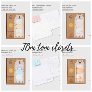 La pomme SS2025 K001 Set 5 Khăn sữa sợi tre lụa La Pomme phối màu (30x30cm) T7.3