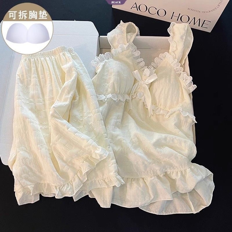 Bộ đồ ngủ nữ phong cách Nhật Bản, hai mảnh, mát mẻ cho mùa hè