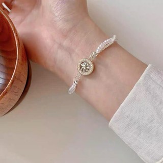 Vòng Tay đôi Nữ Ngôi Sao Kim Cương Và Ngọc Trai Hai Lớp Vòng Tay Nữ Phong Cách Retro Sang Trọng