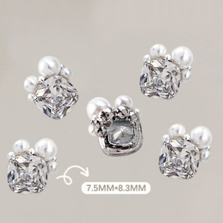 2 Chiếc Móng Tay Nghệ Thuật Cọc Kim Cương Trang Sức Hình Bầu Dục Ba Chiều Hình Chữ Nhật Kim Loại Trắng K Khoan Charm Trang Trí Móng Tay Dụng Cụ Làm Móng Tay Cho Tiệm Móng Tay