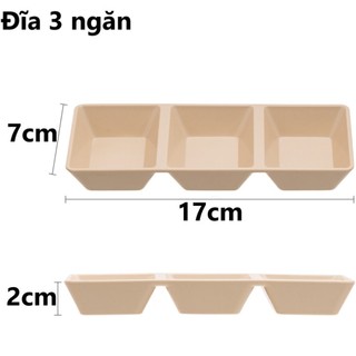 Đĩa chấm vuông 1 2 3 ngăn chén nhựa đựng nước chấm sốt Việt Nhật ms: 1219 1220 1221