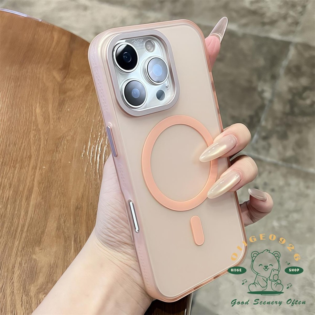Ốp điện thoại từ tính Acrylic mờ iphone16 Pro Max 15 14 13 vỏ cho vỏ iPhone vỏ mềm silicon TPU chống sốc