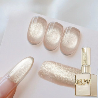 XEIJAYI Magic Crystal Ánh sáng từ tính Gel móng tay mắt mèo trong suốt màu tím xanh lá cây mèo mắt trị liệu keo dán móng tay nghệ thuật làm móng tay cho tiệm làm móng tay