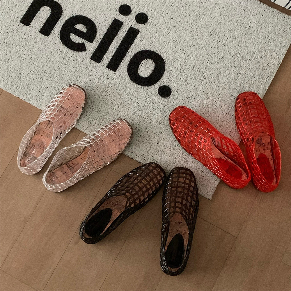 Giày Sandal XIXITIAO Flat Trong Suốt Thời Trang Nữ Phong Cách Mới Đi Biển Kỳ Nghỉ