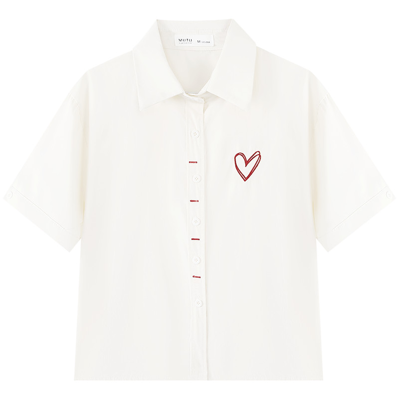 Mutu Cổ Áo polo Nhỏ Preppy Phong Cách Tình Yêu Thêu Top Nữ Mùa Hè 2026 Thiết Kế Phong Cách Mới Niche Tay Ngắn Rời Áo Sơ Mi Giảm Tuổi