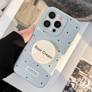 [Sheren] Vỏ điện thoại tiếng Anh chấm bi màu xanh ins Thích hợp cho i16 15 14 13 12 11 pro max Vỏ bảo vệ chống sốc