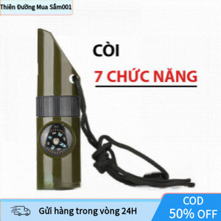 Còi Sinh Tồn Đa Năng 7in1 – Có Đèn, La Bàn, Nhiệt Kế, Còi Báo Hiệu Cứu Hộ Tiện Dụng