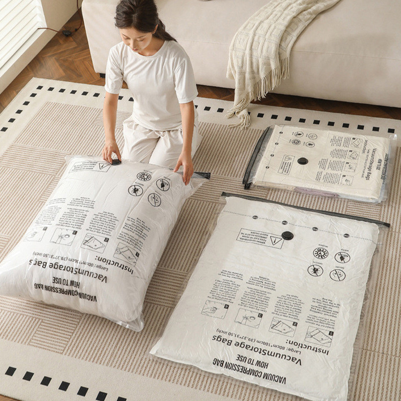 [H & L] Túi đựng chân không | Túi nén 40-100cm kèm máy bơm không khí, 4 kích cỡ cho chăn / sắp xếp quần áo theo mùa