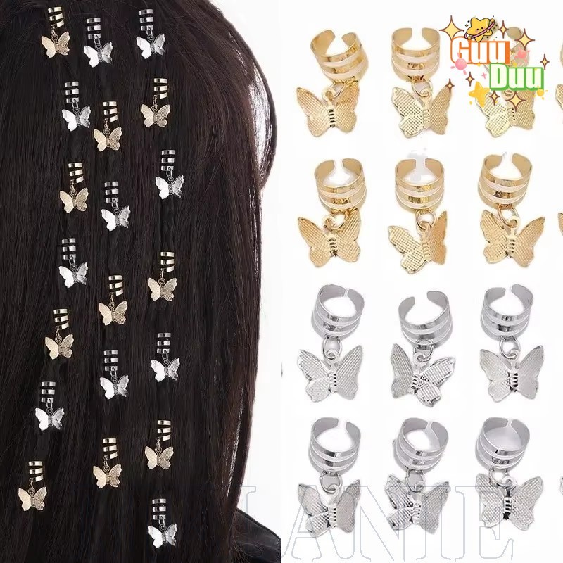 [GuuDuu] Nhẫn Tóc Dreadlock Bướm Retro - Phụ Kiện Tóc Thời Trang - Khóa Kẹp Tóc Có Thể Điều Chỉnh - Bím Tóc Rỗng Vòng Tròn - Kẹp Trang Trí Bím Bẩn