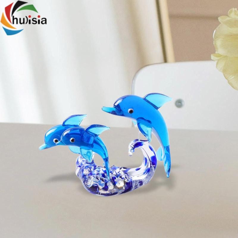 chulisia Trang Trí Cá Heo Trong Suốt Tượng Cá Heo Trang Trí Trung Tâm Trang Trí Kệ Sách Thủ Công Phòng Khách Kính Cá Heo Đồ Trang Trí