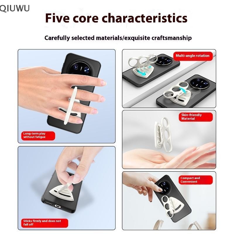 QIUWU Giá Đỡ Điện Thoại Di Động Có Thể Gập Lại, Lỗ Ngón Tay, Ổn Định