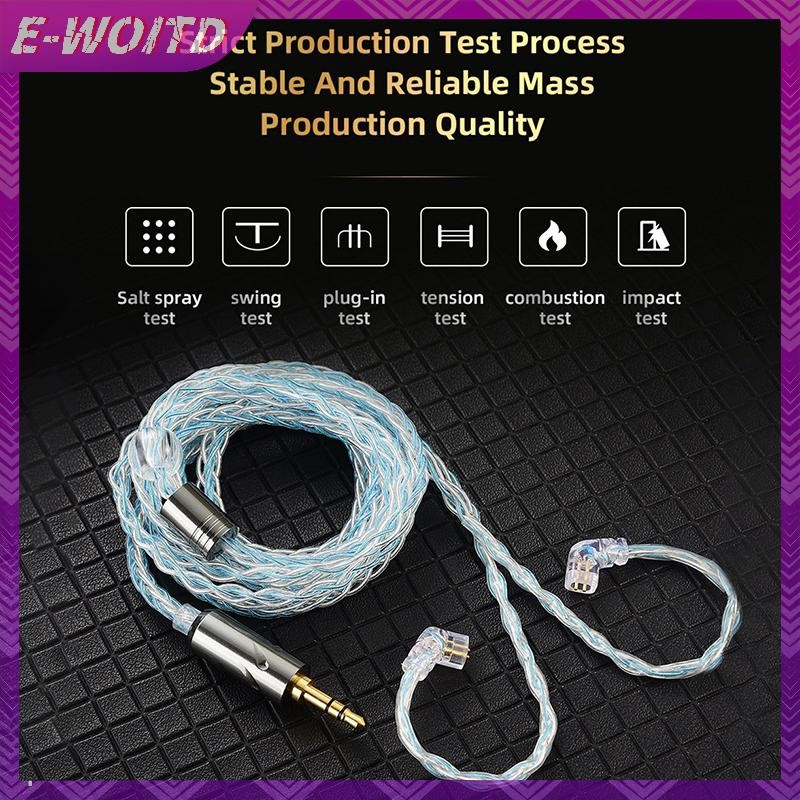 Cáp Tai Nghe E-WOITD QKZ T1 8 Dây Đồng Mạ Bạc Nâng Cấp Dây Tai Nghe Có Dây 3.5 Mm Cho ZXN ZXT AK6 ZS10 EDX Pro ZSR CCA HNVN
