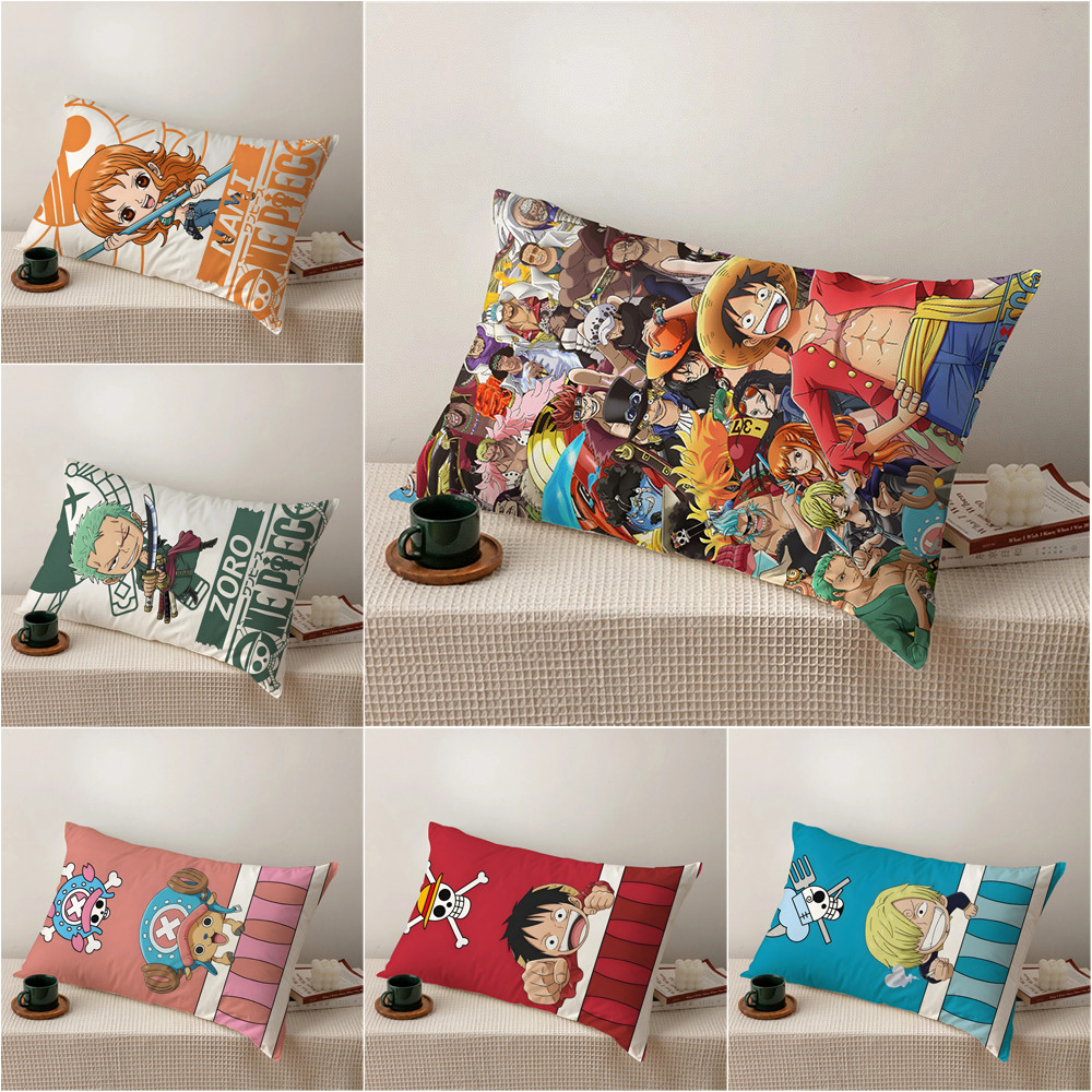 Vỏ Gối Hình Chữ Nhật In Hình Hoạt Hình ONE PIECE Monkey D. Vỏ Gối Sofa Một Mặt Bằng Polyeste In Họa Tiết Luffy Trang Trí Nhà Cửa (Không Kèm Lõi)