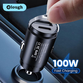 Elough 100W Bộ sạc xe hơi Mini Cổng kép Vòng kéo sạc nhanh Loại C PD Bộ chuyển đổi điện thoại ô tô