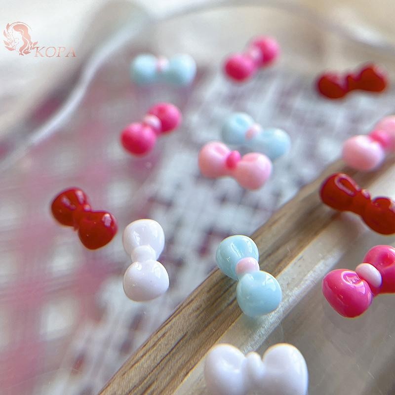 KOPA 10 Chiếc 3D Nơ Móng Tay Nghệ Thuật Quyến Rũ Nhựa Nhiều Màu Sắc Trang Sức Nữ Trang Trí Móng Tay Nơ Móng Tay Kim Cương Giả Làm Móng Tay Salon DIY Quà Tặng VN