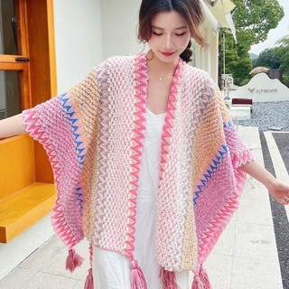 Khăn choàng Lijiang Influencer Phong cách dân tộc Tân Cương Tây Tạng Du lịch Mặc Áo khoác ngoài Áo khoác Áo choàng Khăn choàng Nữ Ảnh