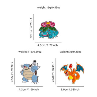 4 Cái / bộ Hoạt Hình Pokemon Huy Hiệu Pokemon Charizard Và Mũi Tên Nước Rùa Trâm Cài Dễ Thương Giáng Sinh