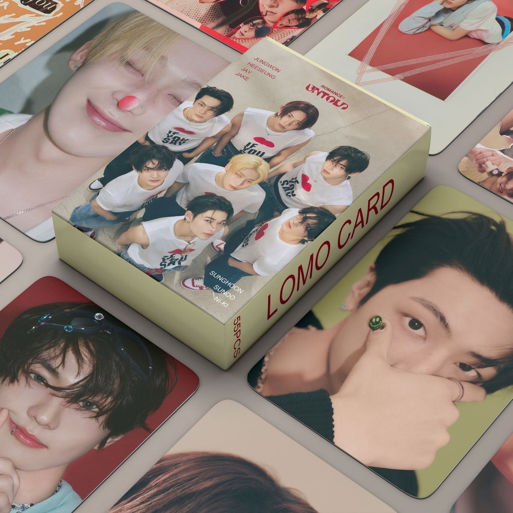 55 chiếc EN Lomo Cards ROMANCE UNTOLD MEMORABILIA GGU GÓI Thẻ ảnh máu cam HEESEUNG JAKE JAY JUNGWON NI-KI SUNGHOO Solo Bưu thiếp YM