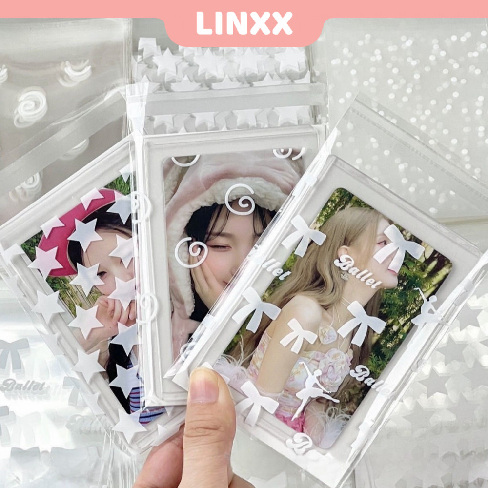 Linxx 50 Chiếc Trong Suốt Thần Tượng Ảnh Thẻ Lomo Túi Bảo Quản Sao Ruy Băng Nơ Phong Cách OPP Túi Bao Bì Tự Dính