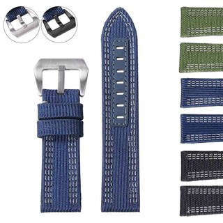 Dây đeo đồng hồ bằng da thật bằng vải Canvas cao cấp cho dây đeo đồng hồ Panerai Dây đeo đồng hồ bằng da bò 24mm Vòng đeo tay nam nữ Dây đeo cổ điển giản dị Denim Xanh xanh đen