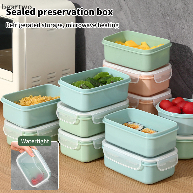 < Beartwo > Tủ Lạnh Mini Crisper Hộp Cơm Trưa Nhỏ Nhựa Kín Hơi Bình Bảo Quản Hộp Tròn Nhà Bếp Cách Nhiệt Hộp Cơm Trưa Hộp Đựng Đồ Ăn Nhẹ Đẹp