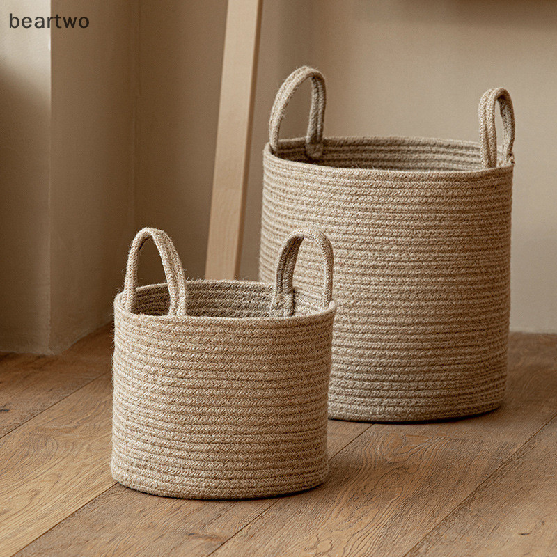 < Beartwo > Nhà sắp xếp và lưu trữ Giỏ trẻ em Dây Cotton dệt Giỏ giặt Đồ lặt vặt Sắp xếp đẹp