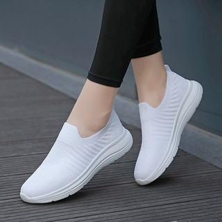 35-42 Kích Thước Giày Mới Co Giãn Flyknit Slip-On Tất Giày Thể Thao Nữ Cổ Miễn Phí Vận Chuyển