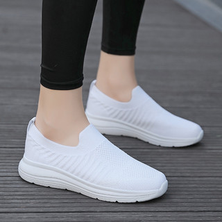 35-42 Kích Thước Giày Mới Co Giãn Flyknit Slip-On Tất Giày Thể Thao Nữ Cổ Miễn Phí Vận Chuyển