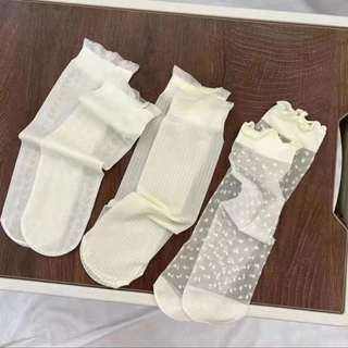 Tất Mỏng Thoáng Khí Ice Silk Ren Tất Nữ Dễ Thương Và Đa Năng Không Gót Tất