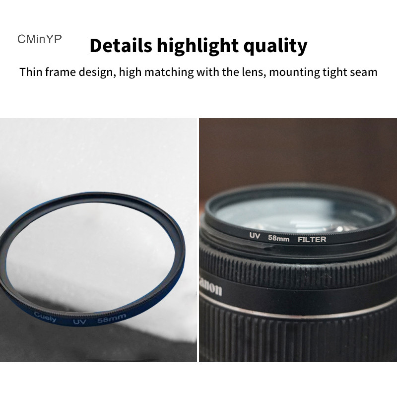 Cyp 37 40.5 43 46 49 52 55 58 62 67 72 77 82mm HD Ống kính UV Lọc kỹ thuật số Ống kính bảo vệ cho máy ảnh SLR 99,9% Glory