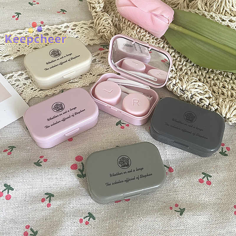 [Keepcheer] Văn bản sáng tạo Hộp kính áp tròng di động đơn giản Hộp chăm sóc đồng hành Hộp kính áp tròng [Mới]