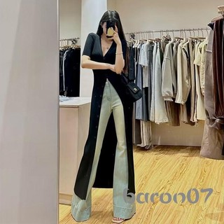 Áo len dệt kim mỏng dài màu trơn cổ chữ V tay ngắn nút xuống áo Cardigan