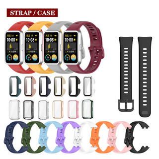 Dành Cho Huawei Band 10 / 9 / 8 Dây Đeo Kính Cường Lực Bảo Vệ Màn Hình Mạ Bao Da Dây Silicon
