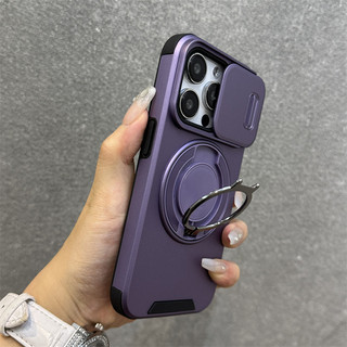 Ốp điện thoại cứng từ tính quân sự mới cho iPhone 16 15 14 13 12 11 Pro max vỏ với giá đỡ xoay 360 độ 14 / 15 / 16 Plus ống kính máy ảnh trượt cửa sổ bảo vệ mặt sau