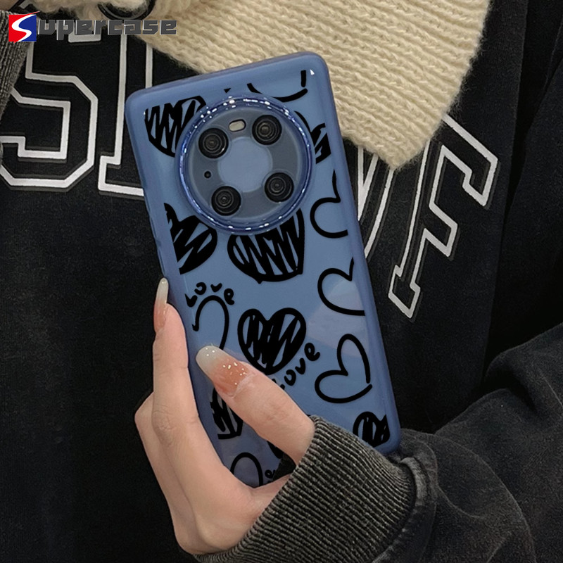 Ốp Điện Thoại Trái Tim Tình Yêu Màu Đen Graffiti Thời Trang Cho iQOO Z10 Turbo Neo 10 Pro Plus Lite Z10x iQOOZ10Turbo 4G 5G Vỏ Trong Suốt Mềm Chống Rơi Sang Trọng