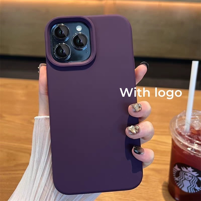 Màu tím đậm (Chất lượng cao) cho iPhone 17 / 16 / 15 / 14 / 13 / 12 / 11 / Pro Max Air mini Xs Max Xr 7 8 Plus SE Vỏ điện thoại silicon lỏng bảo hiểm toàn diện
