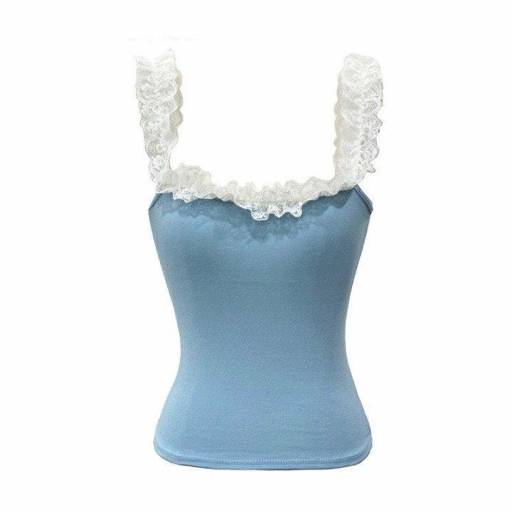 Áo hai dây nữ ôm body phối ren làm điểm nhấn chất thun borip ôm tôn dáng- A350